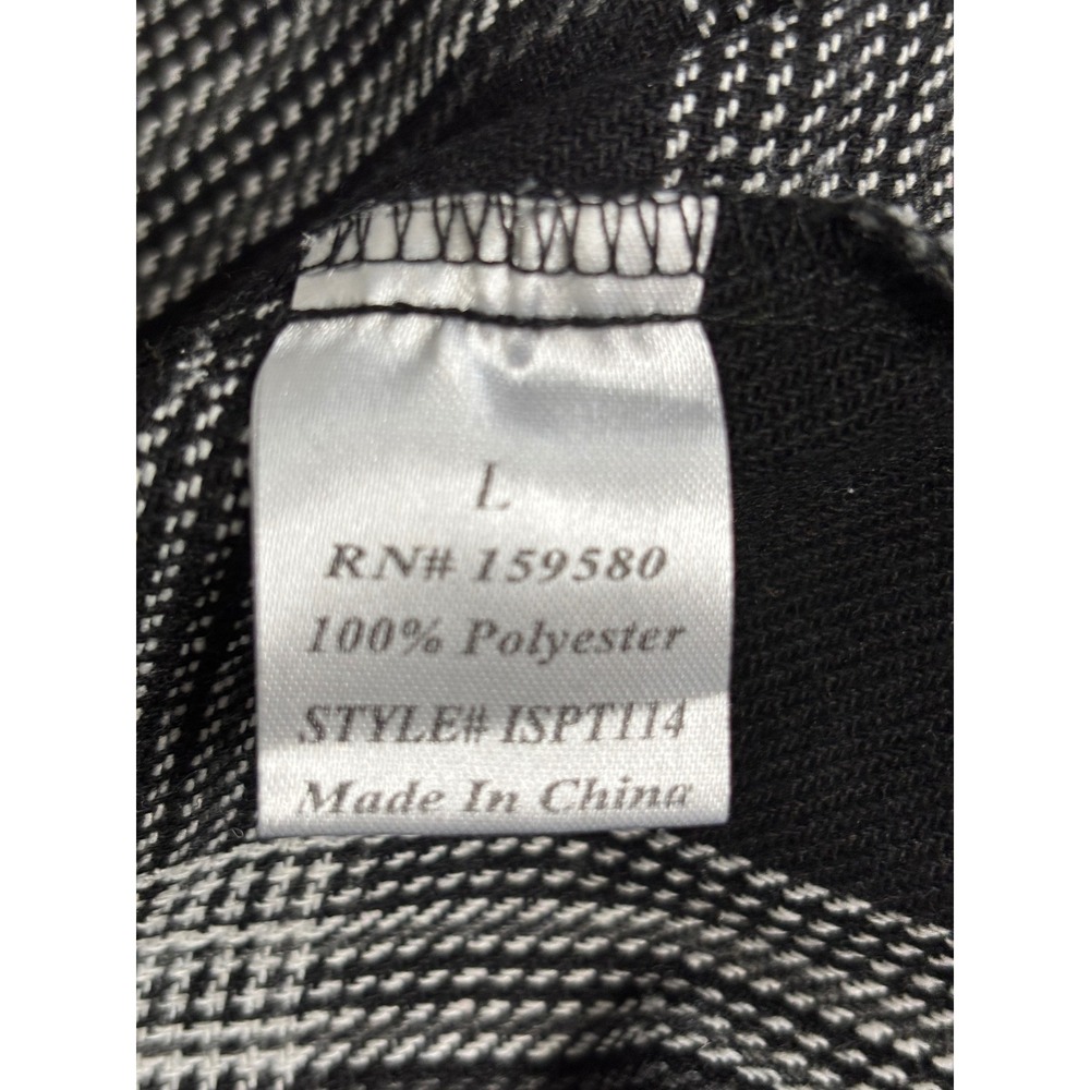 Pink Lily Black White Plaid Button Down Shirt Long Sleeve Pockets ISPT114 Large - Picture 4 of 5